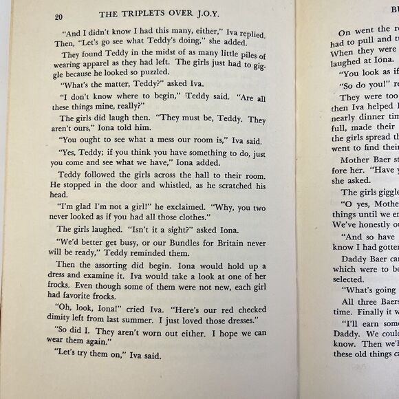 The Triplets Over J.O.Y 1941 Children's Book Bertha B Moore Vintage Child - Picture 8 of 8